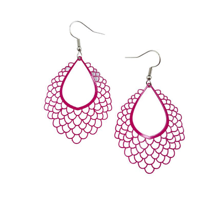 Filigree Teardrop Drop Earrings - 4 Colours