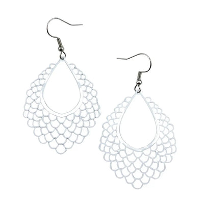 Filigree Teardrop Drop Earrings - 4 Colours