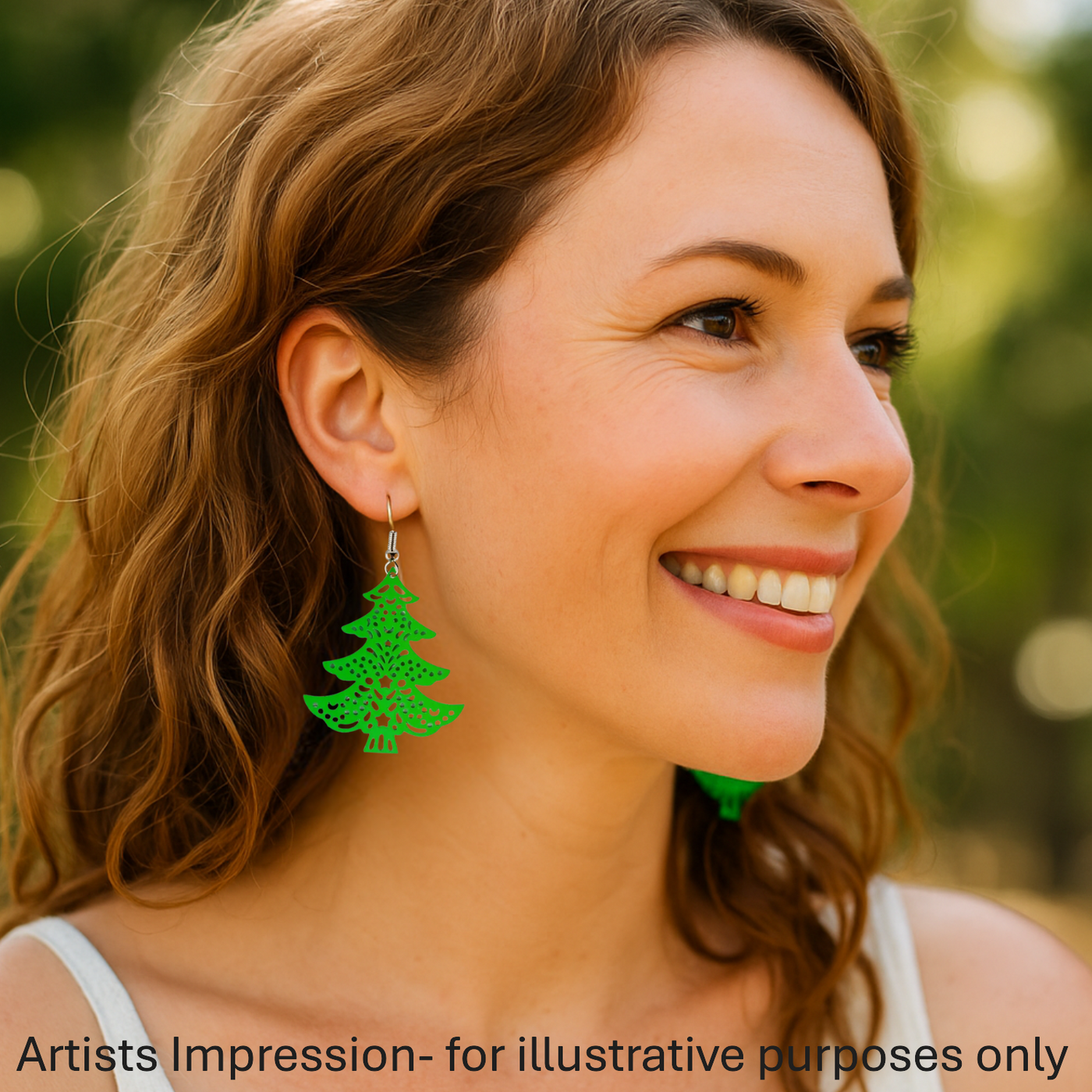 Filigree Green Christmas Tree Drops Sunbaked Lizard Jewellery & Gifts