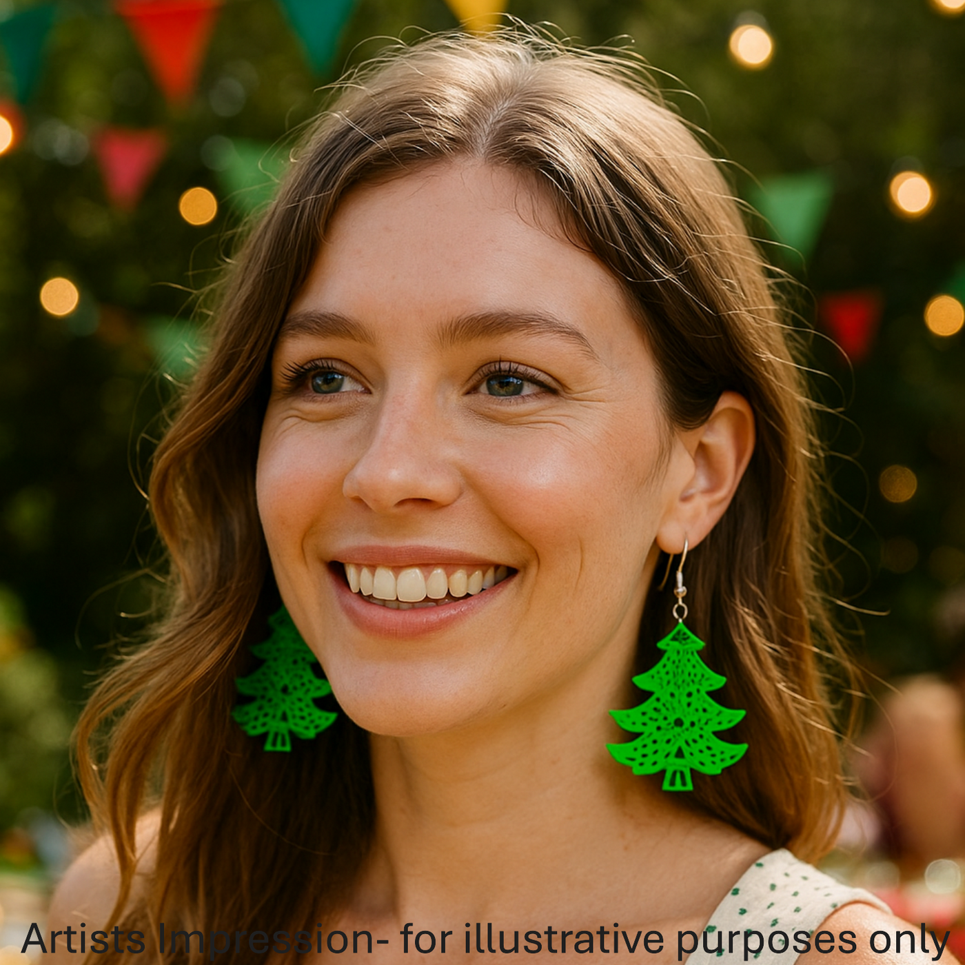 Filigree Green Christmas Tree Drops Sunbaked Lizard Jewellery & Gifts