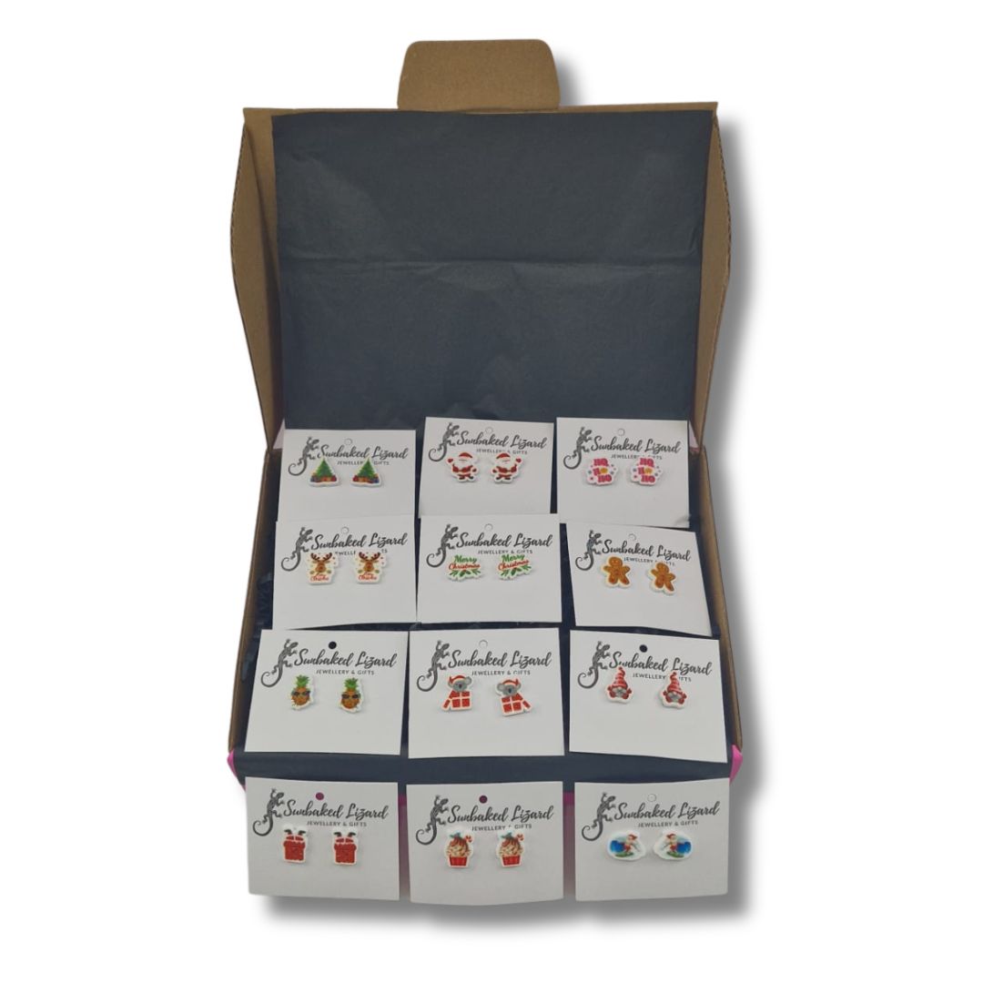 Gift Box - 12 Days of Christmas Studs Sunbaked Lizard Jewellery & Gifts