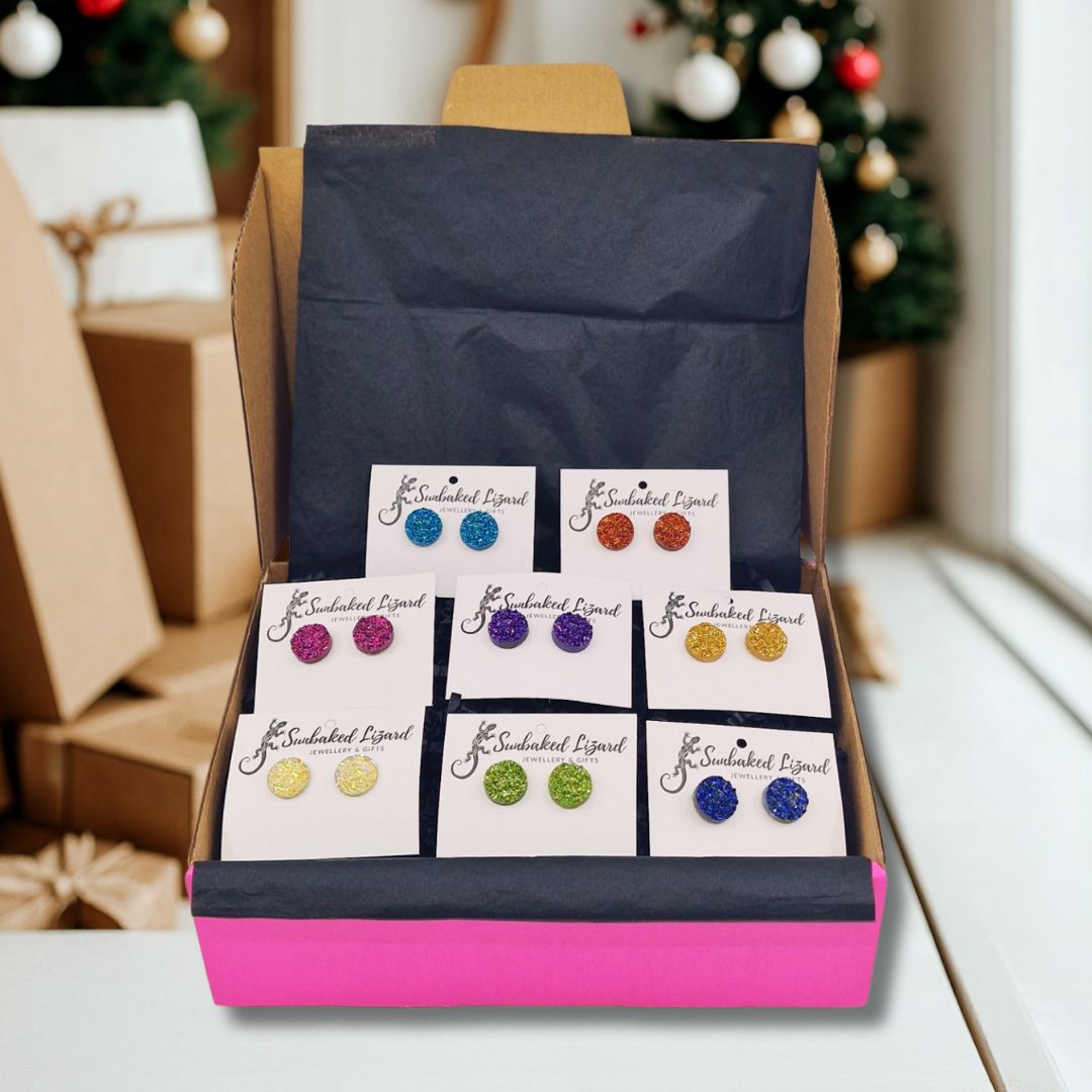 Gift Box - Sparkly studs Sunbaked Lizard Jewellery & Gifts