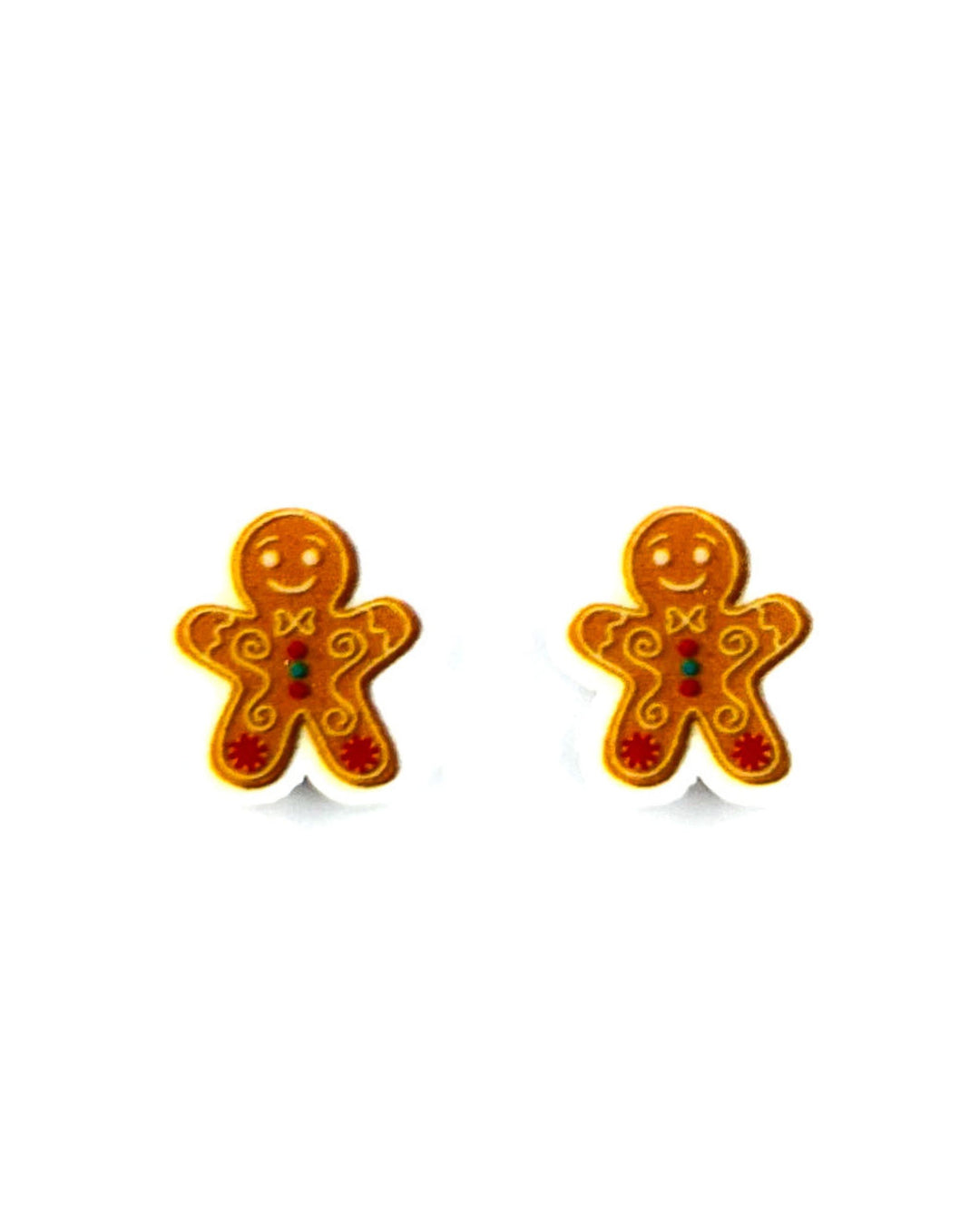 Gingerbread Man Christmas Earrings - cute novelty Christmas stud earrings by Sunbaked Lizard.