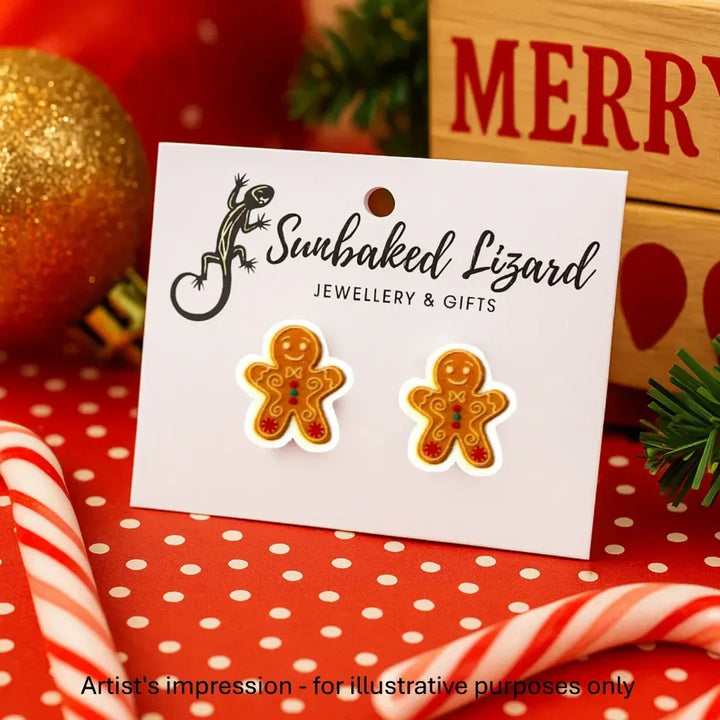 Gingerbread Man Studs Sunbaked Lizard Jewellery &amp; Gifts