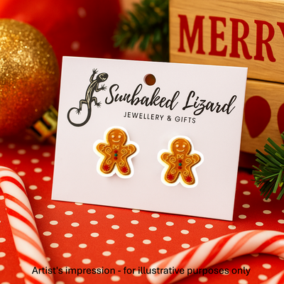 Gingerbread Man Studs Sunbaked Lizard Jewellery & Gifts