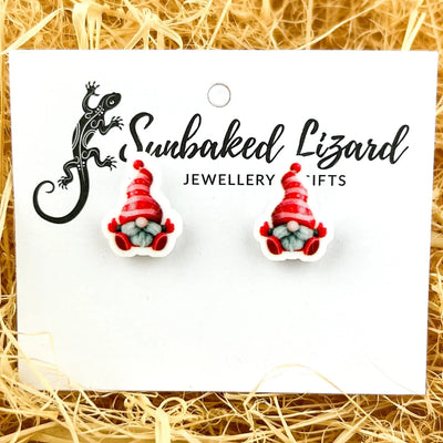 Gnome Thumbs Up with Santa Hat Studs Sunbaked Lizard Jewellery & Gifts