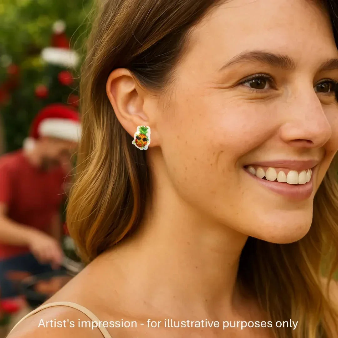 Groovy Festive Pineapple Studs Sunbaked Lizard Jewellery &amp; Gifts