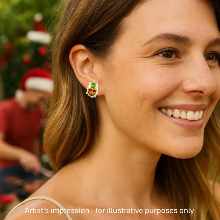 Groovy Festive Pineapple Studs Sunbaked Lizard Jewellery &amp; Gifts