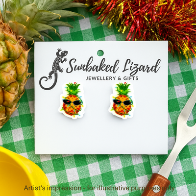 Groovy Festive Pineapple Studs Sunbaked Lizard Jewellery & Gifts