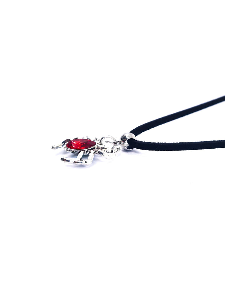 Detail view of Red &amp; Silver Spider Pendant Necklace – Halloween Creepy Cute Jewellery