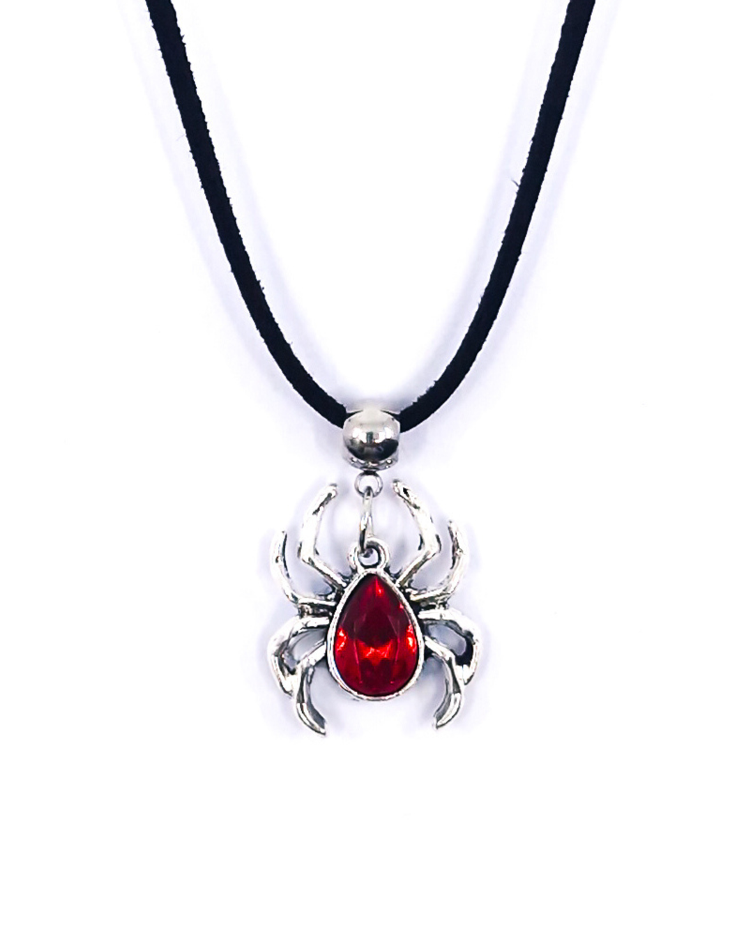 Red & Silver Spider Pendant Necklace – Halloween Creepy Cute Jewellery Sunbaked Lizard Jewellery & Gifts