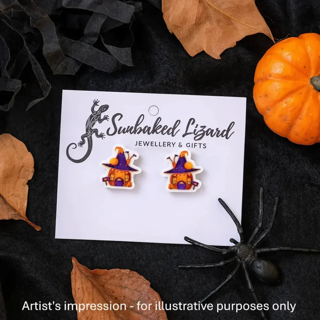 Halloween Pumpkin House Studs Sunbaked Lizard Jewellery &amp; Gifts
