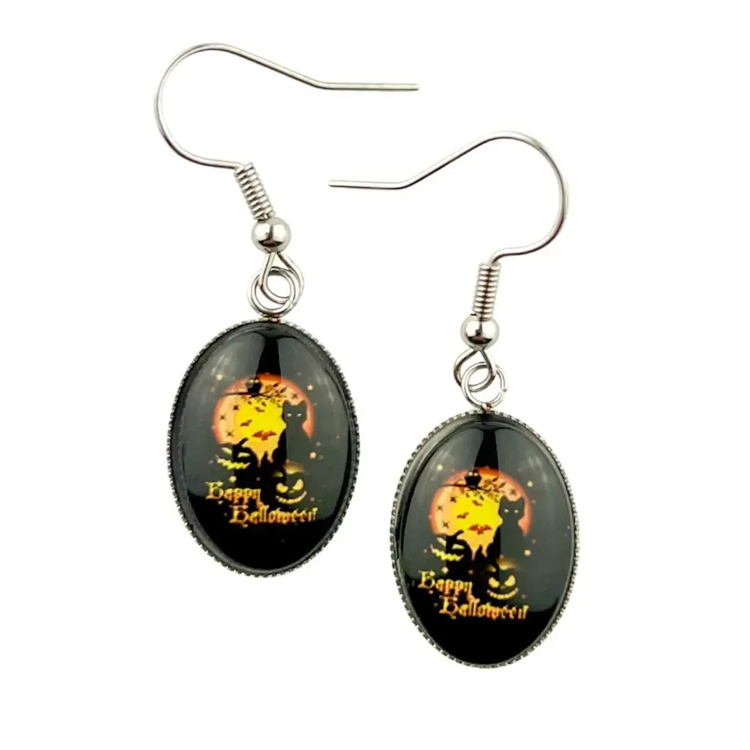 Happy Halloween Oval Drops Sunbaked Lizard Jewellery & Gifts