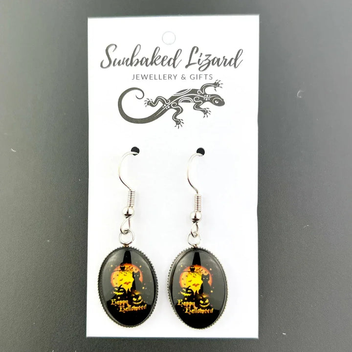 Happy Halloween Oval Drops Sunbaked Lizard Jewellery &amp; Gifts