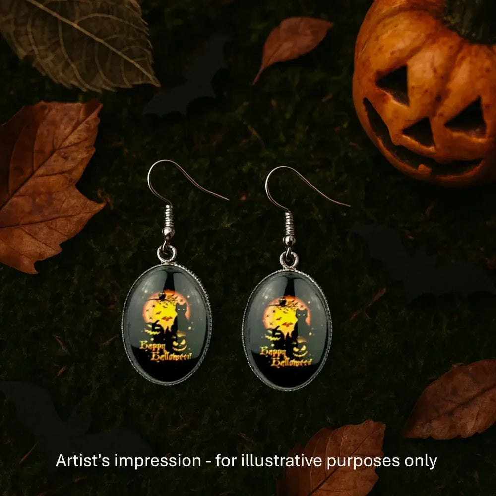 Happy Halloween Oval Drops Sunbaked Lizard Jewellery & Gifts