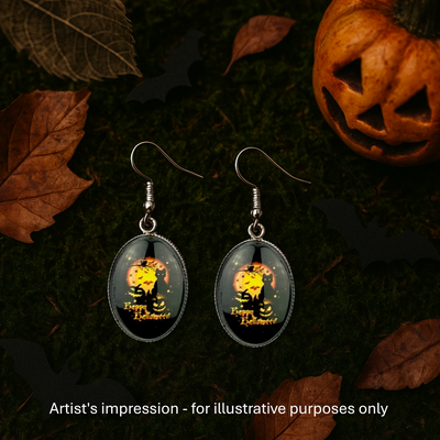 Happy Halloween Oval Drops Sunbaked Lizard Jewellery & Gifts