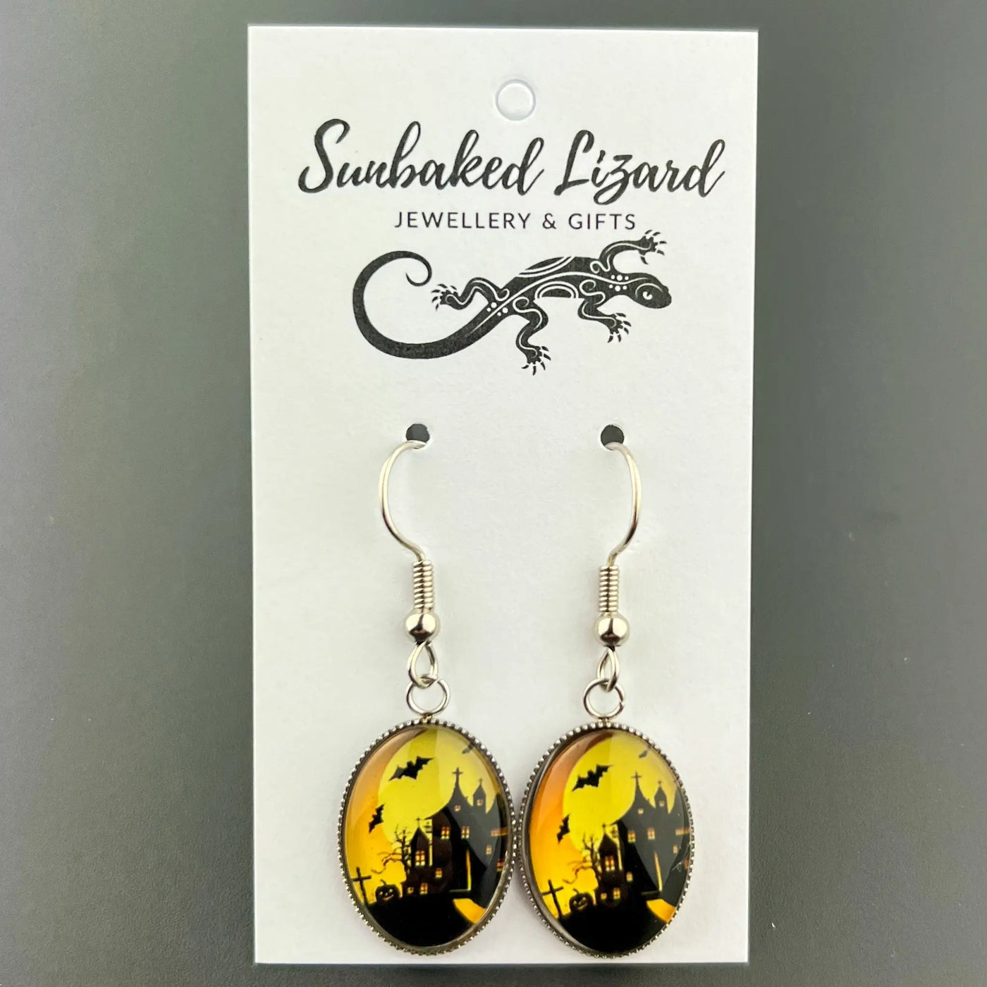 Haunted House Halloween Oval Drops