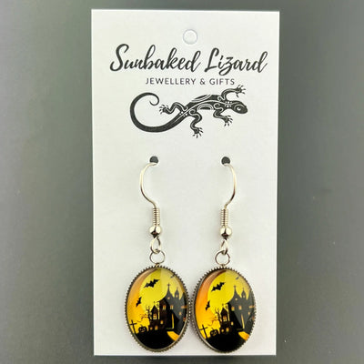 Haunted House Halloween Oval Drops