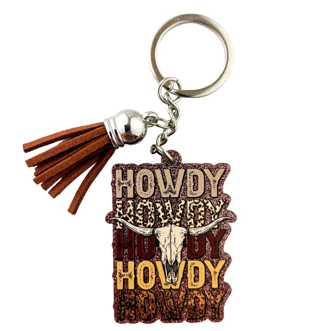 Howdy Bull Skull Keyring