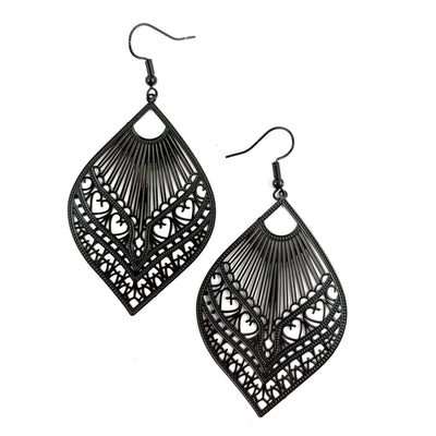 Intricate Filigree Fan Shaped Drop Earrings - 9 Colours