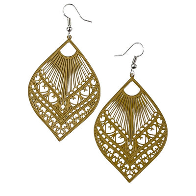 Intricate Filigree Fan Shaped Drop Earrings - 9 Colours