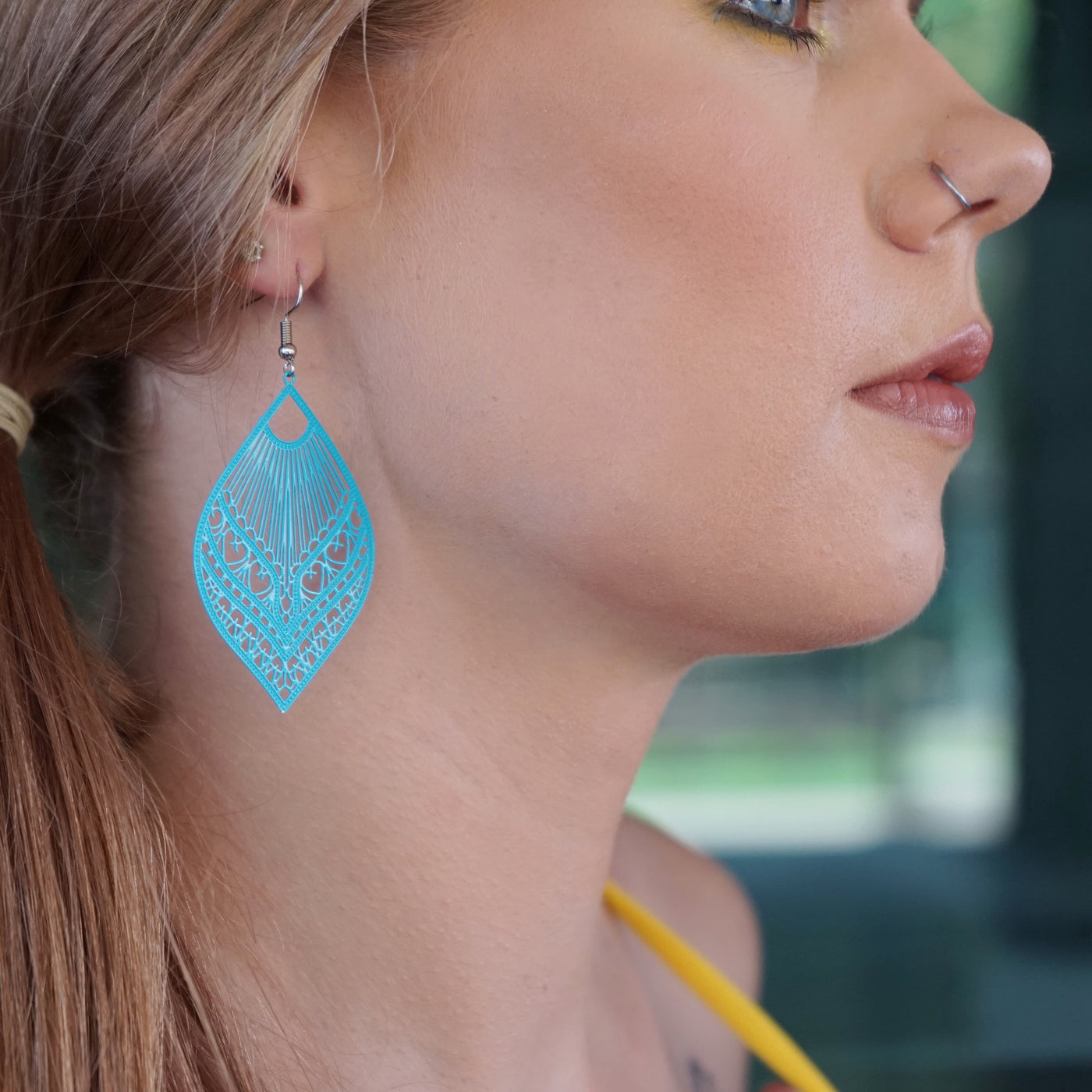 Intricate Filigree Fan Shaped Drop Earrings - 9 Colours