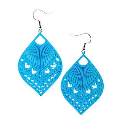 Intricate Filigree Fan Shaped Drop Earrings - 9 Colours