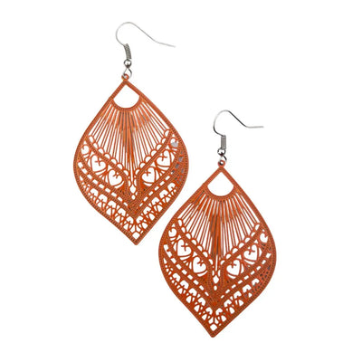 Intricate Filigree Fan Shaped Drop Earrings - 9 Colours