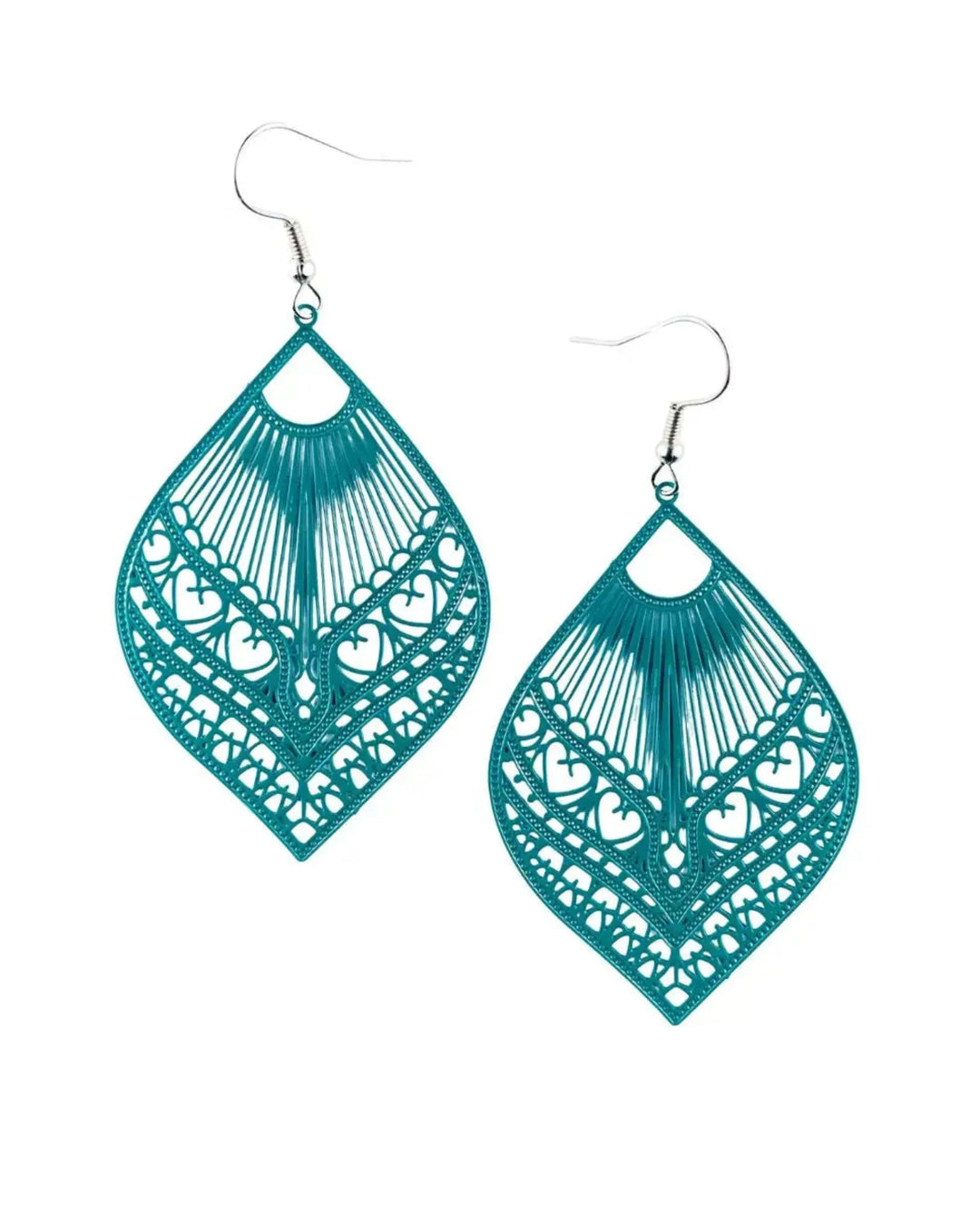 Intricate Filigree Fan Shaped Drop Earrings