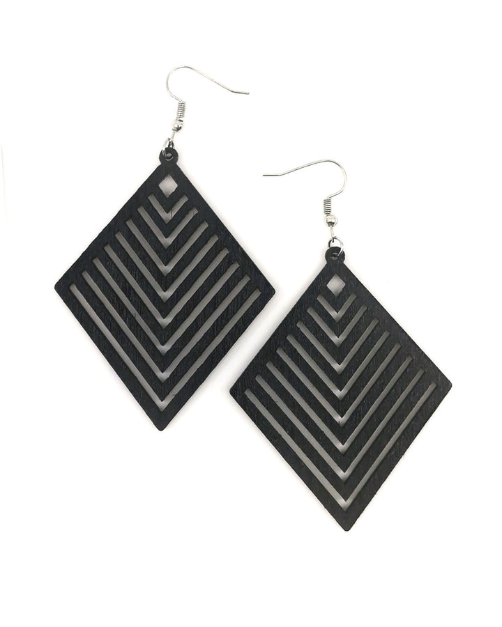 Izzy Timber Diamond Geometrical Earrings