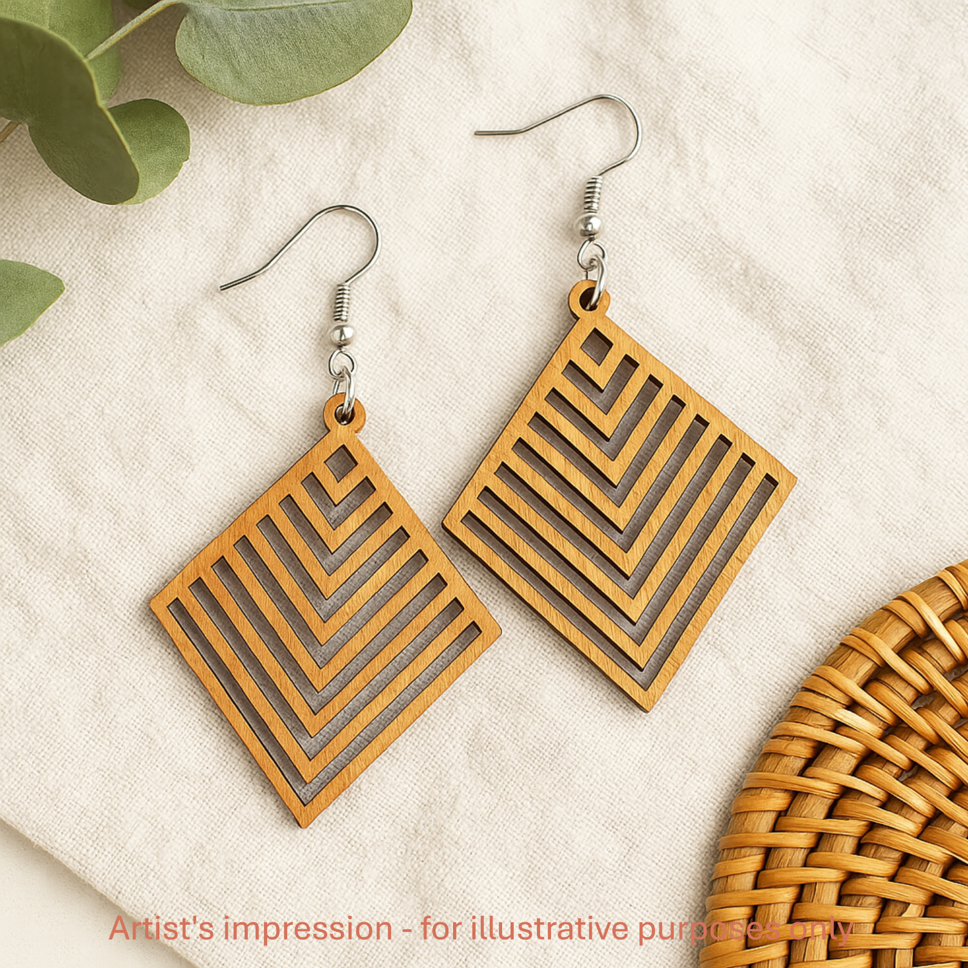 Izzy Timber Diamond Drops Sunbaked Lizard Jewellery & Gifts