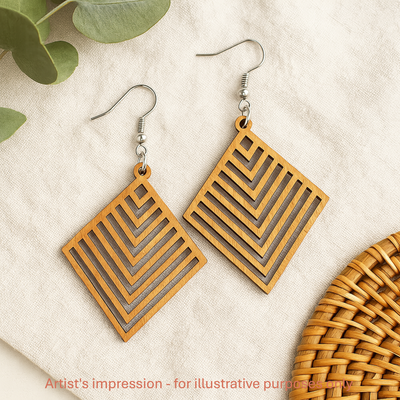 Izzy Timber Diamond Drops Sunbaked Lizard Jewellery & Gifts