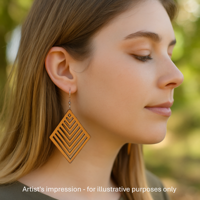 Izzy Timber Diamond Drops Sunbaked Lizard Jewellery & Gifts