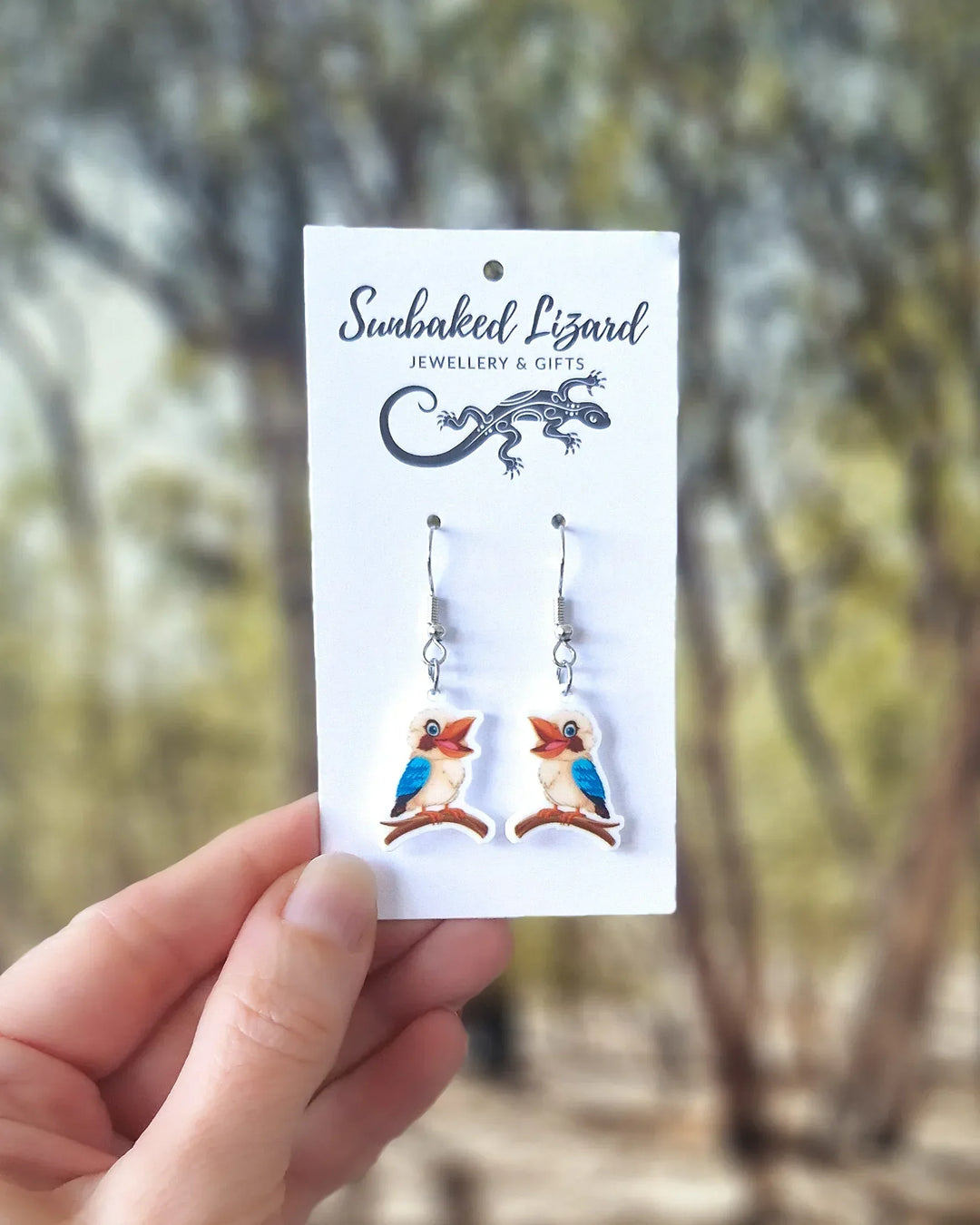 Kookie the Kookaburra Earrings on a &