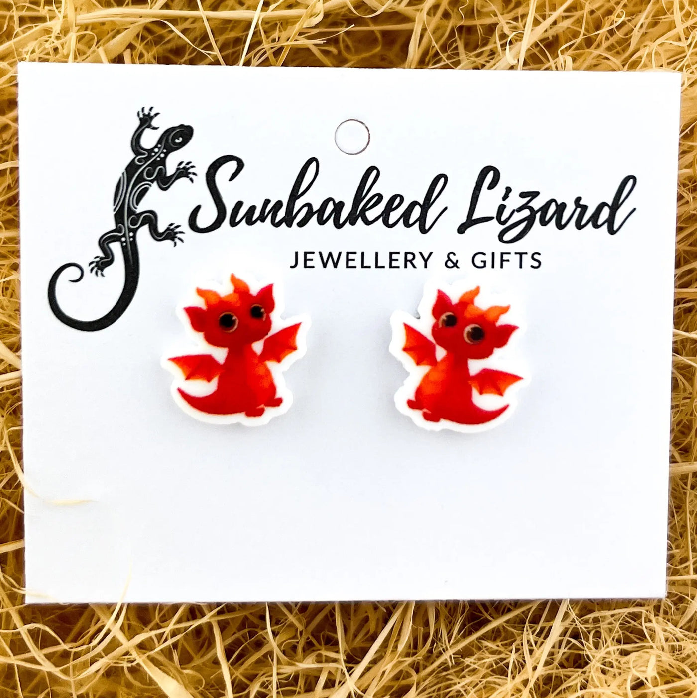 Little Red Dragon Studs