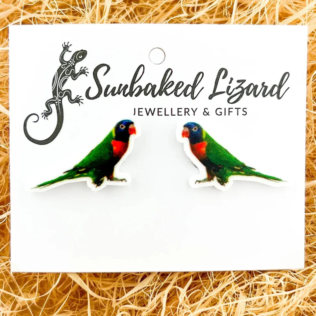 Rainbow Lorikeet Studs Sunbaked Lizard Jewellery & Gifts