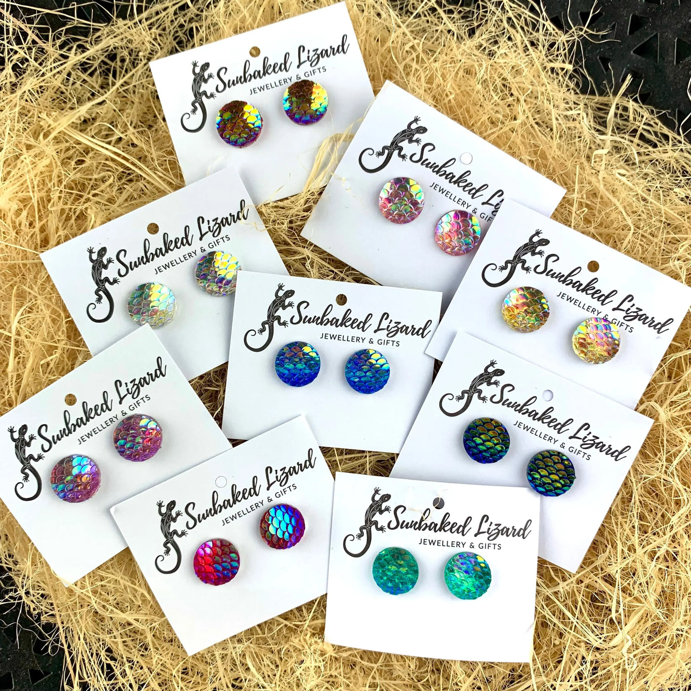 Mermaid Glitter Scale Studs - 7 Colours