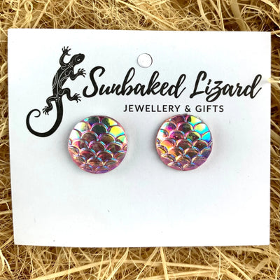 Mermaid Glitter Scale Studs - 7 Colours