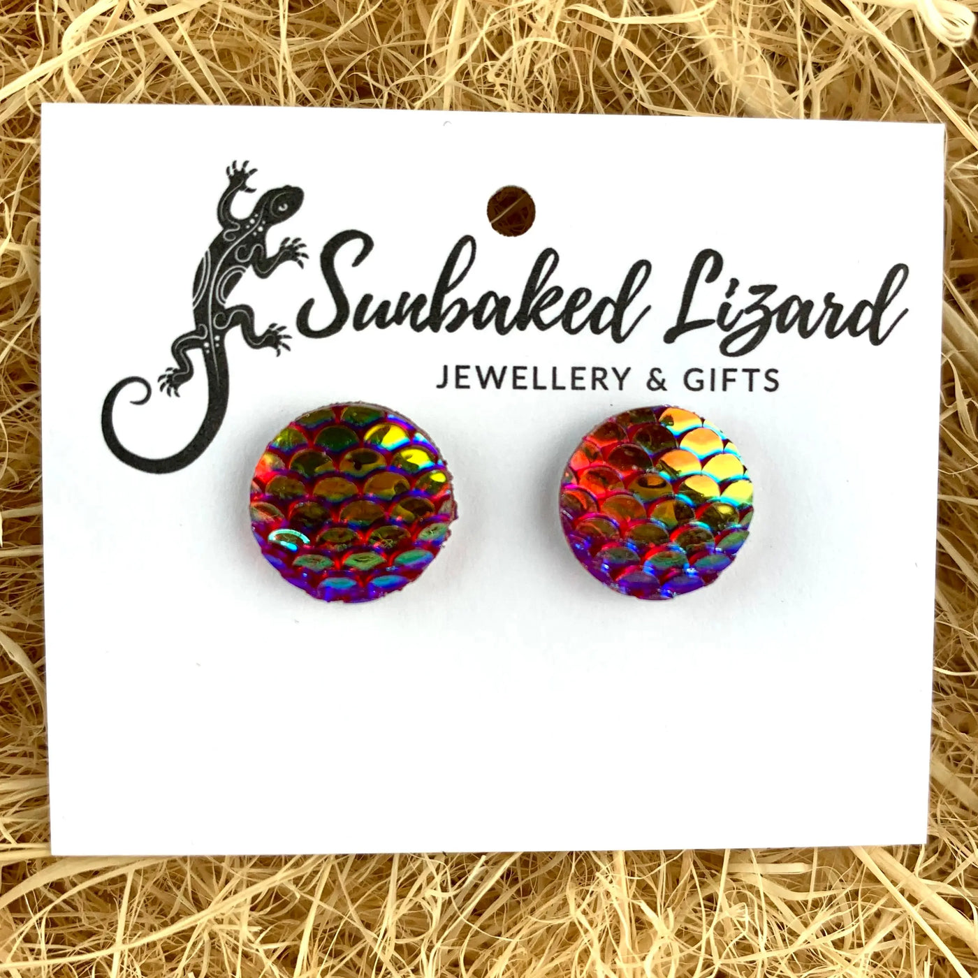 Mermaid Glitter Scale Studs - 7 Colours