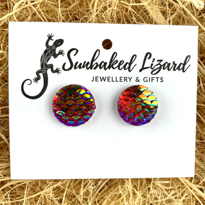 Mermaid Glitter Scale Studs - 7 Colours