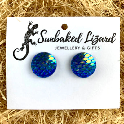 Mermaid Glitter Scale Studs - 7 Colours