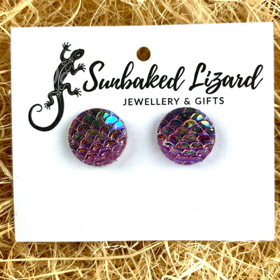 Mermaid Glitter Scale Studs - 7 Colours