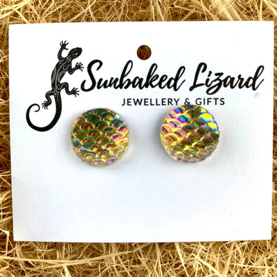Mermaid Glitter Scale Studs - 7 Colours