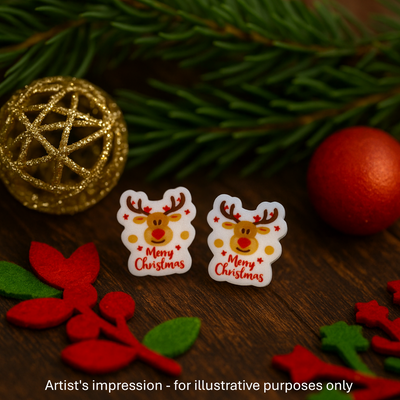 Merry Christmas Reindeer Studs Sunbaked Lizard Jewellery & Gifts