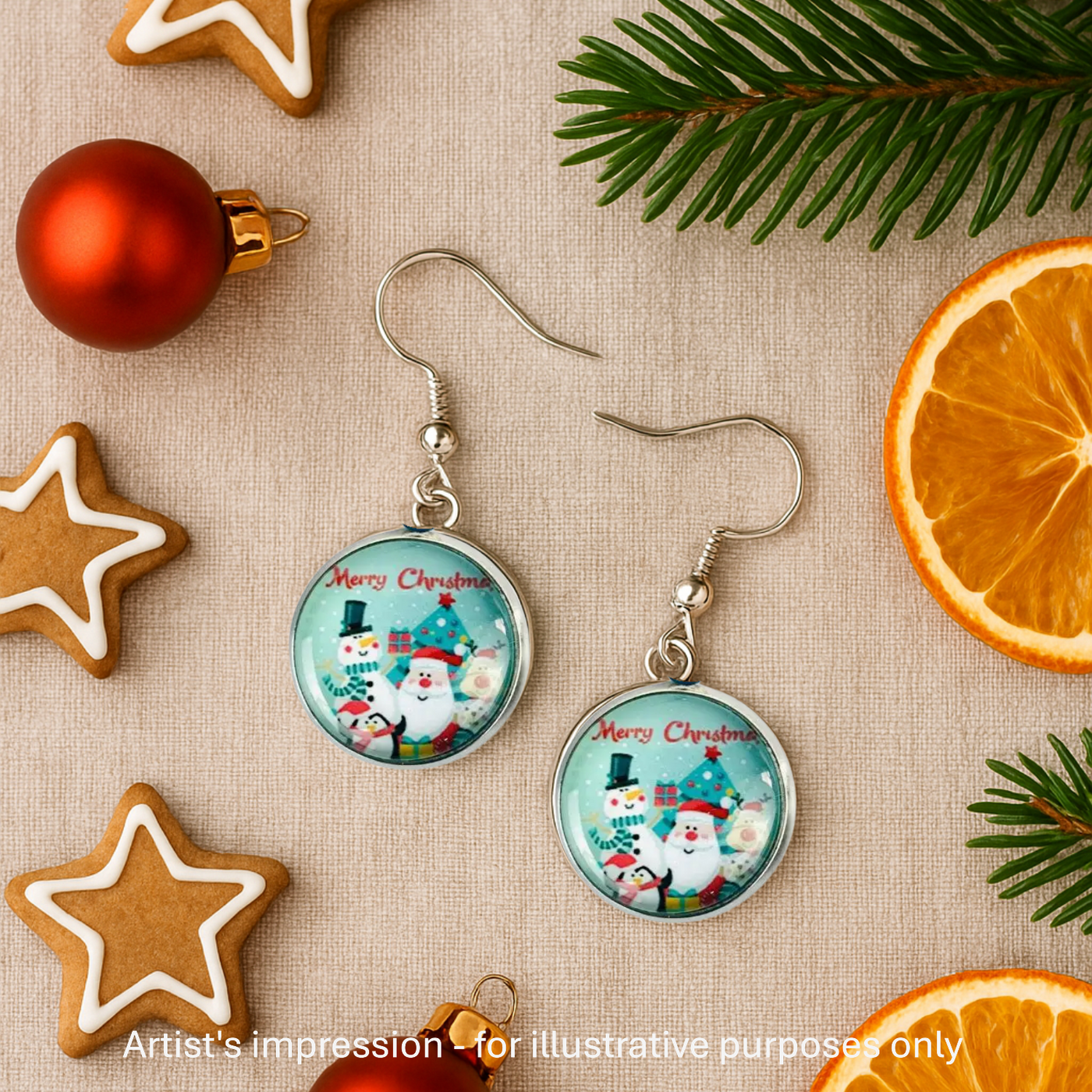 Merry Christmas Snowman Drops Sunbaked Lizard Jewellery & Gifts