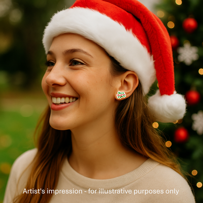 Merry Christmas Studs Sunbaked Lizard Jewellery & Gifts