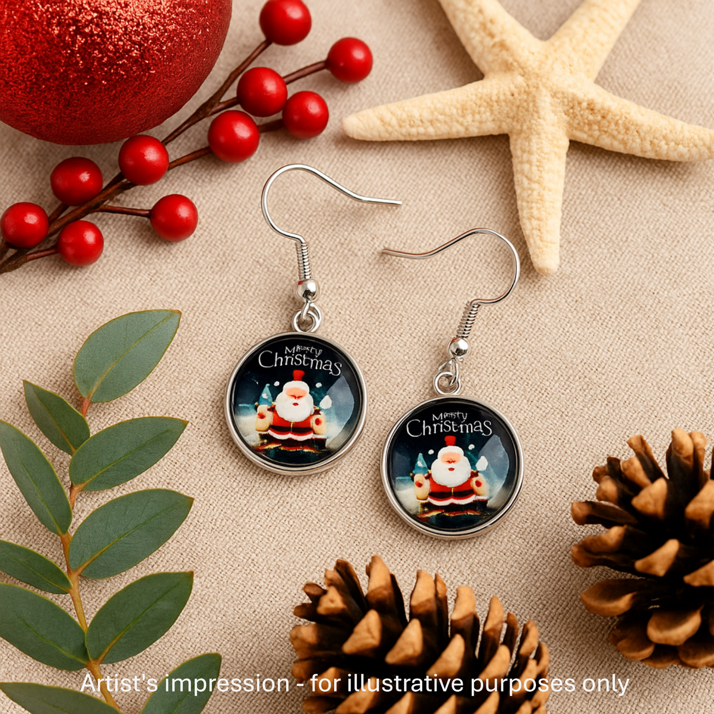 Merry Christmas in Starry Night Dangles Sunbaked Lizard Jewellery & Gifts