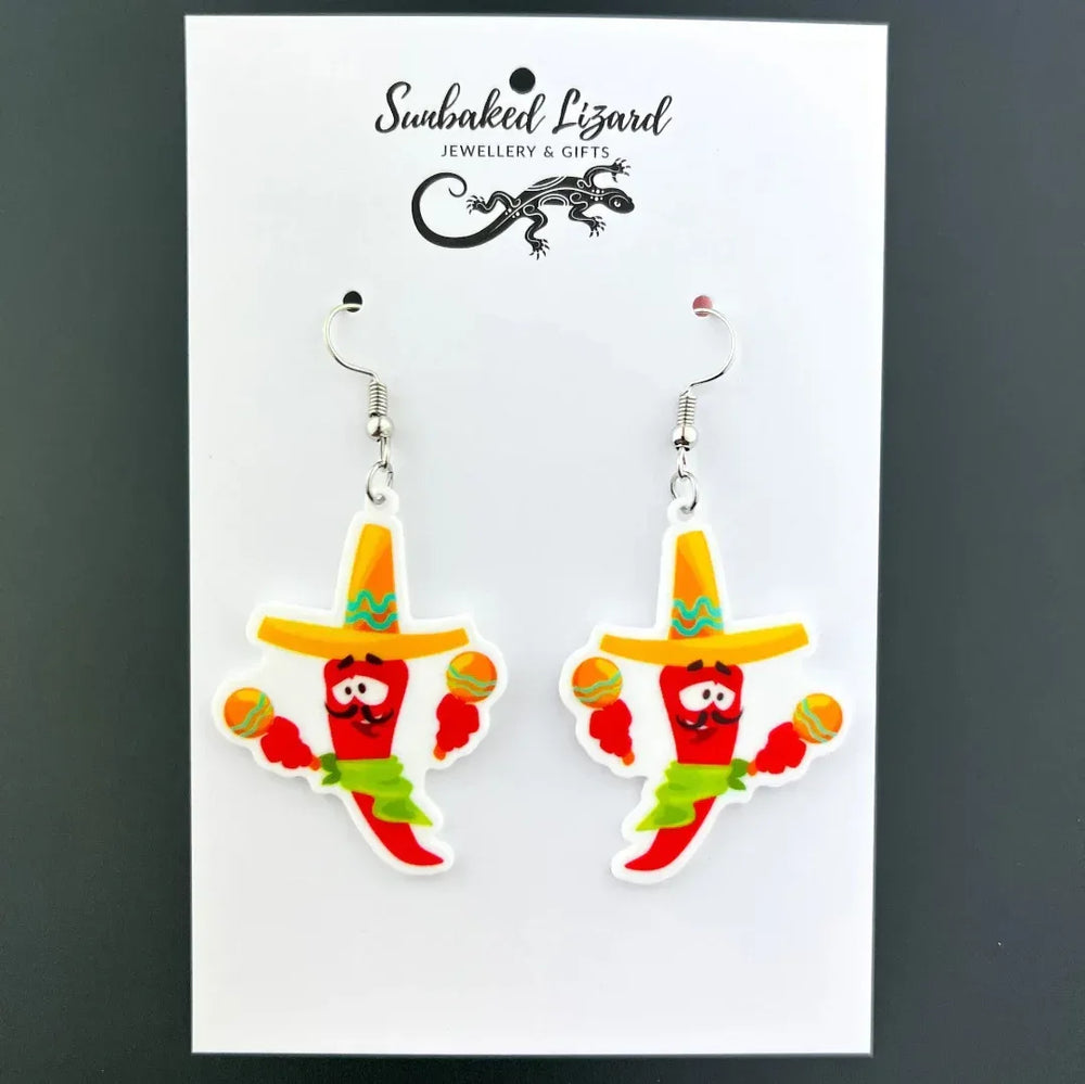 Mexican Dancing Chilli Drops Sunbaked Lizard Jewellery & Gifts