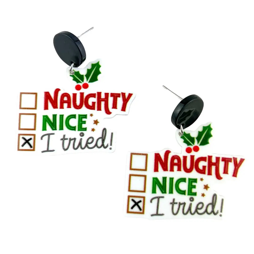 Naughty And Nice List Drop Earrings