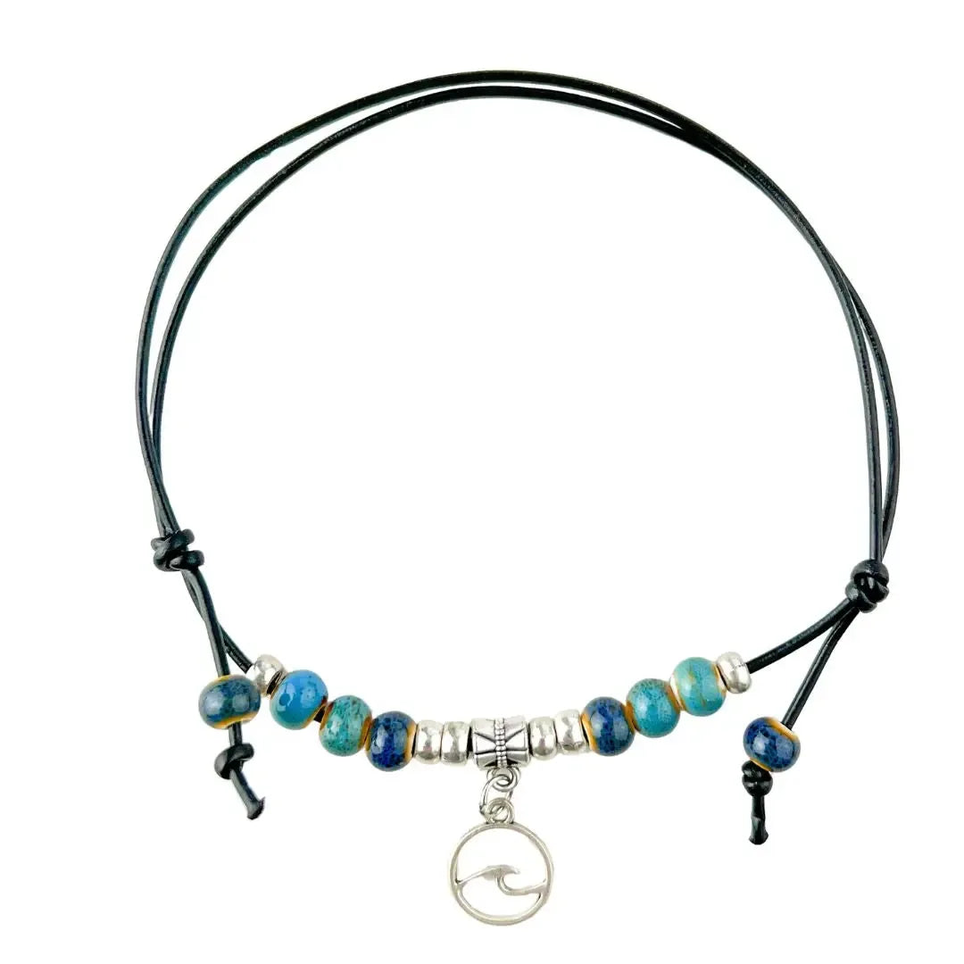 Ocean Lovers Wave Charm Anklet Sunbaked Lizard Jewellery & Gifts